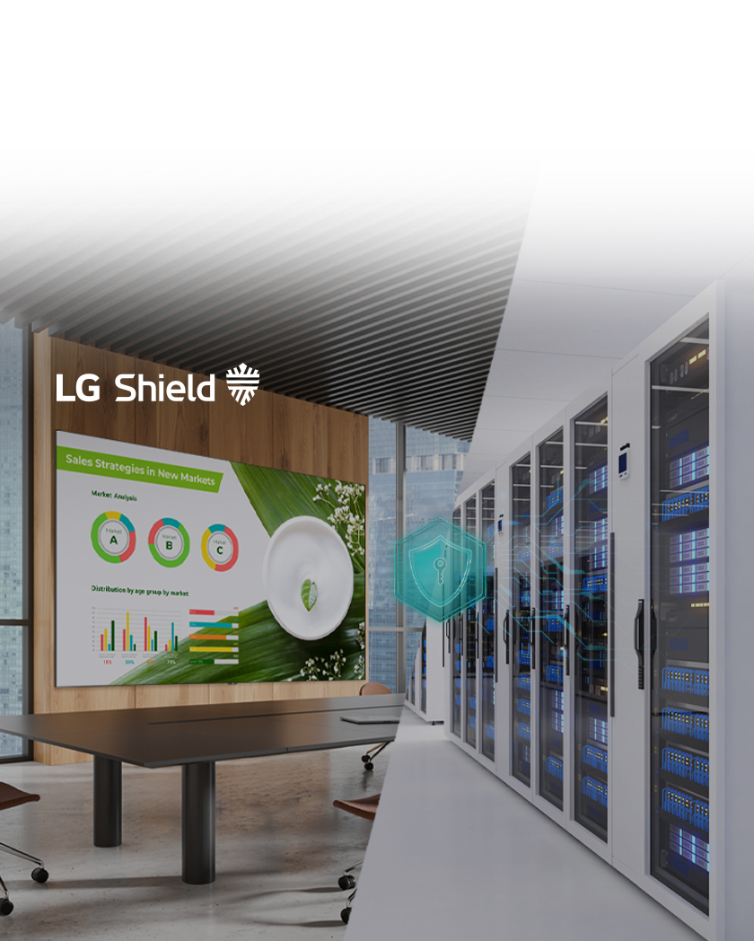 This image illustrates a user setting up an advertising campaign to be delivered to indoor and outdoor signage remotely using LG DOOH Ads. LG DOOH Ads is an advertising solution that provides key features for ad operations, including ad exposure management, creative approval, and performance analysis.